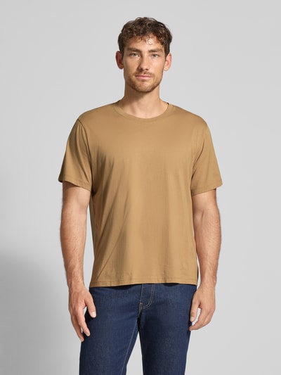 SELECTED HOMME T-shirt o kroju regular fit z mieszanki bawełny model ‘ASPEN’ Beżowy 4