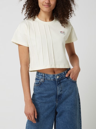 FILA T-shirt krótki z detalem z logo  Brudny biały 4
