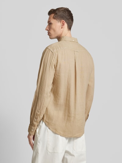 Gant Regular fit vrijetijdsoverhemd van linnen met borstzak Beige - 5