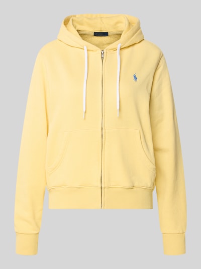 Produktfoto, Regular Fit Sweatjacke aus Baumwoll-Mix von Polo Ralph Lauren, żółty kolor, krój regular fit, zamek, kaptur ze sznurkiem, kieszenie, bawełniany materiał typu sweat