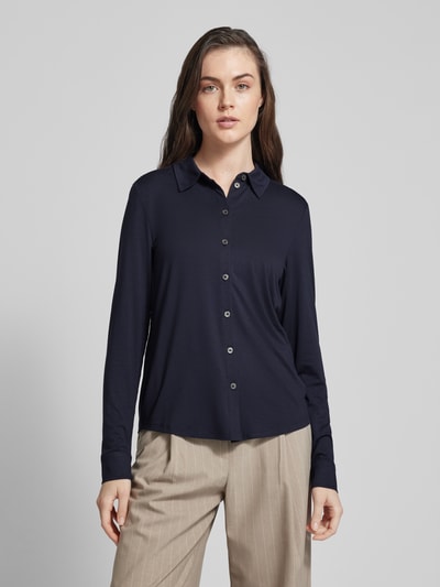 Marc O'Polo Overhemdblouse van viscosemix met platte kraag Marineblauw - 4