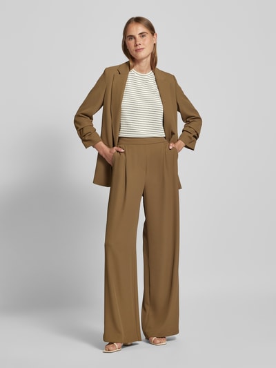 Jake*s Collection Wide leg stoffen broek met bandplooien Olijfgroen - 1