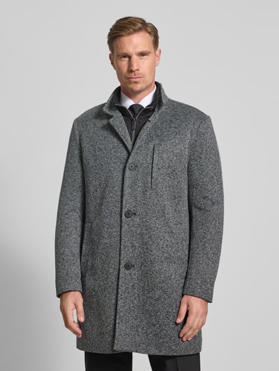 Roy Robson Lange jas met opstaande kraag, model 'Salt&Pepper' Middengrijs - 4
