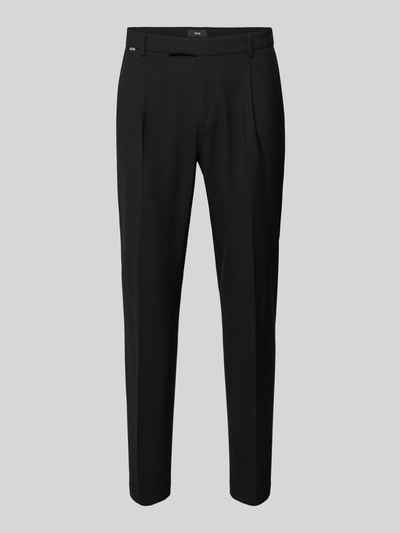 Produktfoto, czarne spodnie garniturowe P&C Special - Exklusiv bei P&C Slim Fit Anzughose Modell 'Salto' von CINQUE, mieszanka bawełny, krój slim fit, zapięcie na haftkę i zamek błyskawiczny, szlufki, kieszenie boczne i z tyłu, kanty, szerokość w rozmiarze 50: 38 cm, długość wewnętrzna nogawki w rozmiarze 50: 75 cm