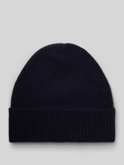 Produktfoto, Strickmütze aus reinem Kaschmir mit breitem Umschlag von Christian Berg Men, kaszmir, szeroki brzeg, ciemny granat, wyraźna tekstura,
