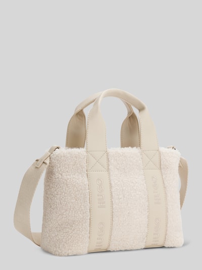 HUGO Torba na ramię z paskiem z logo model ‘BECKY’ Écru 3