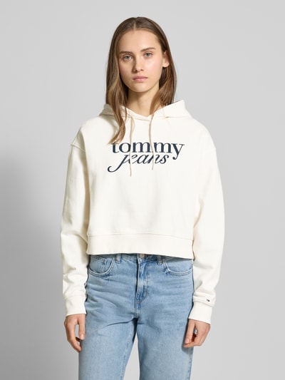 Tommy Jeans Cropped Hoodie mit Label-Print Offwhite 4