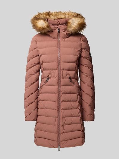 Superdry Płaszcz pikowany o kroju regular fit z obszyciem ze sztucznego futra model ‘Fuji’ Jasnobrązowy 2