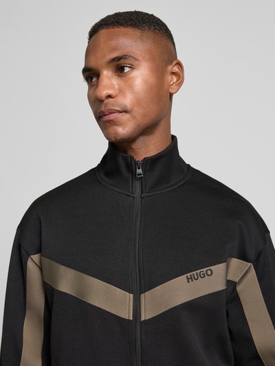 HUGO Bluza rozpinana o kroju relaxed fit z dodatkiem bawełny model ‘DARTI’ Czarny 3