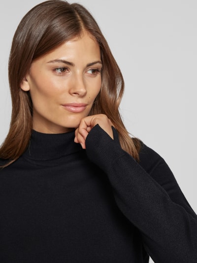 comma Rollkragenpullover aus Viskose-Mix mit gerippten Abschlüssen Black 3