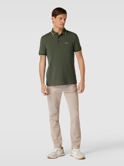 BOSS Green Poloshirt mit Kontraststreifen Modell 'PADDY' Oliv 1