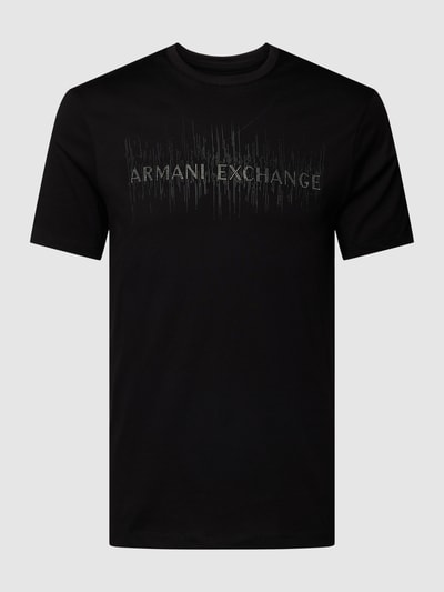 ARMANI EXCHANGE T-shirt z obszyciem z kamieni stras Czarny 2