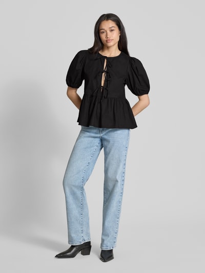 Pieces Relaxed fit tuniek in wikkellook, model 'JOLLY' Zwart - 1