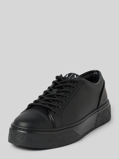 ARMANI EXCHANGE Sneakersy skórzane z podeszwą na platformie model ‘Lace Up’ Czarny 1