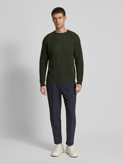 Lindbergh Gebreide pullover met ribboorden Kaki - 1