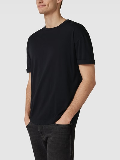 Drykorn T-Shirt mit geripptem Rundhalsausschnitt Modell 'THILO' Schwarz 4