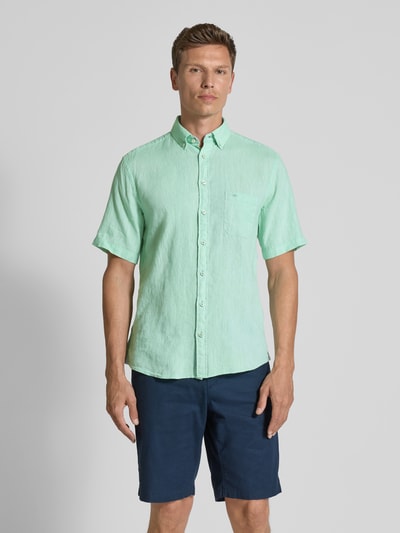 Fynch-Hatton Regular Fit Freizeithemd aus Leinen-Baumwoll-Mix Hellgruen 4