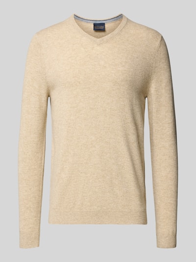 Christian Berg Men Kaschmirpullover mit V-Ausschnitt Camel Melange 2