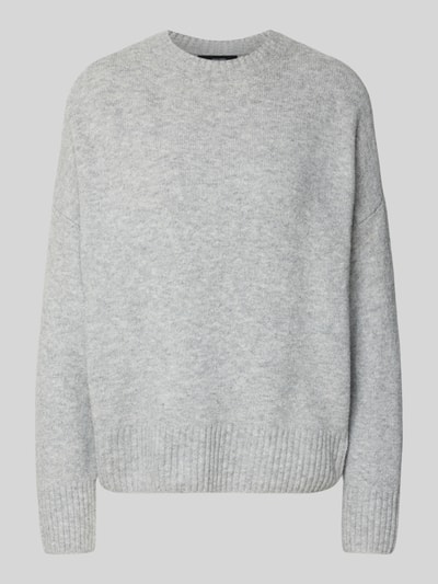 Vero Moda Sweter o kroju relaxed fit z dodatkiem wełny model ‘BOOM’ Jasnoszary 2