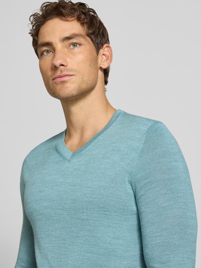 Christian Berg Men Strickpullover aus Woll-Mix mit V-Ausschnitt Schilf Melange 3