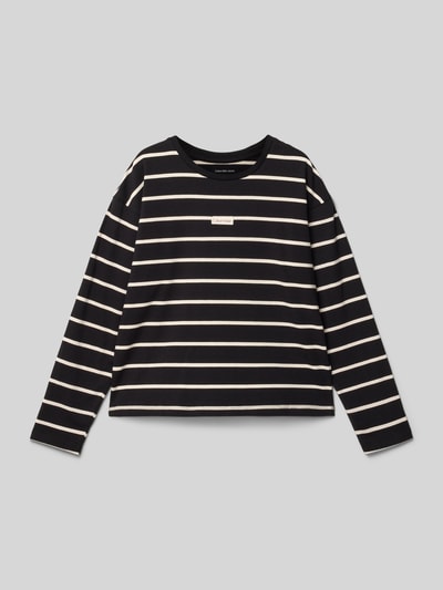 Calvin Klein Jeans Bluzka z długim rękawem, okrągłym dekoltem i wyhaftowanym logo Czarny 1