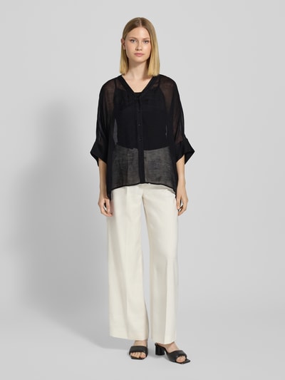 comma Relaxed Fit Bluse mit V-Ausschnitt Black 1