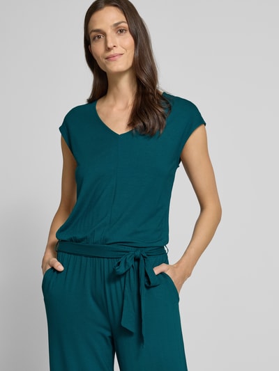 Tom Tailor Regular fit jumpsuit met strikceintuur Donkergroen - 3