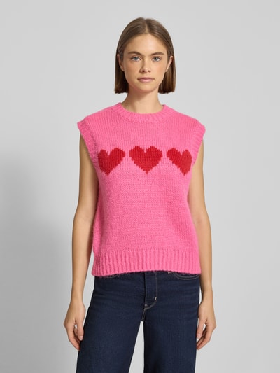 Pieces Regular Fit Pullunder aus grobem Strick Modell 'JOVE' Pink Melange 4