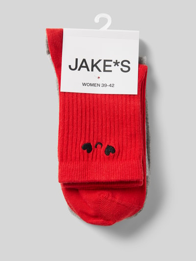 Jake*s Casual Socken mit Motiv-Stitching Rot 3