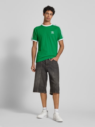 adidas Originals T-shirt met geribde ronde hals Groen - 1