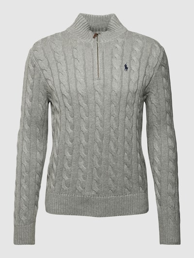 Polo Ralph Lauren Strickpullover mit gerippten Abschlüssen und Regular Fit Hellgrau 1