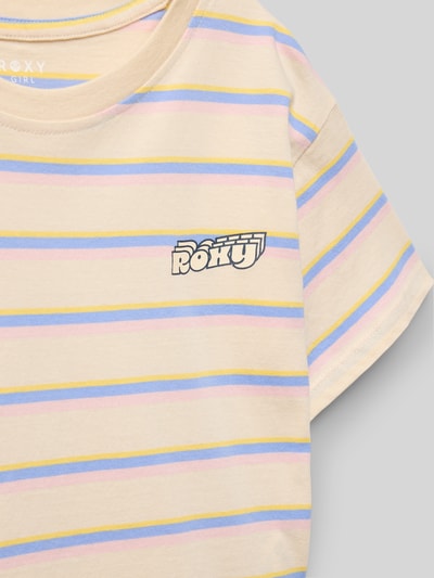 Roxy T-shirt met labelprint, model 'NEVER SAW BLUE LIKE THAT' Zand - 2