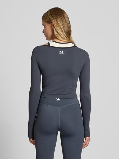 P.E Nation Kort shirt met lange mouwen in dubbele-laagjeslook, model 'SUTTON' Marineblauw - 5