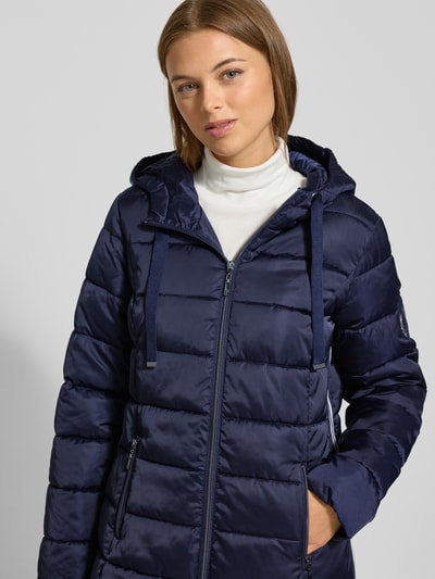 monari Regular fit gewatteerd lange jas met tunnelkoord Marineblauw - 3