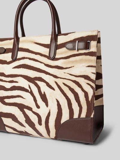 Lauren Ralph Lauren Torba tote z fakturowanym wzorem model ‘DEVYN’ Ciemnobrązowy 3