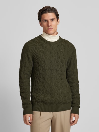 SELECTED HOMME Gebreide pullover met structuurmotief, model 'CALLIS' Donkergroen - 4