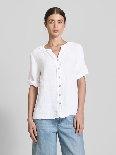 ZABAIONE Regular fit linnen blouse met 3/4-mouwen Offwhite - 4