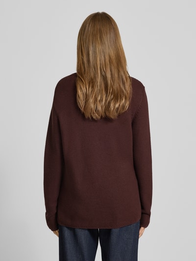 Marc O'Polo Sweter z dzianiny o kroju regular fit z czystej bawełny Bordowy 5