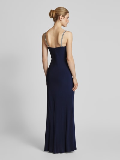 Luxuar Abendkleid mit Spaghettiträgern Marine 5