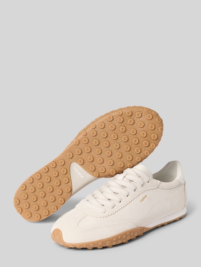 Produktfoto, Sneaker aus echtem Leder mit Logo-Detail Modell 'Bridge' von HOFF, kolor kremowy, zaokrąglony krój, profilowana podeszwa, sznurowanie, wysokość obcasa 1 cm w rozmiarze 40, wysokość cholewki 7 cm, szerokość w rozmiarze 40: 9 cm