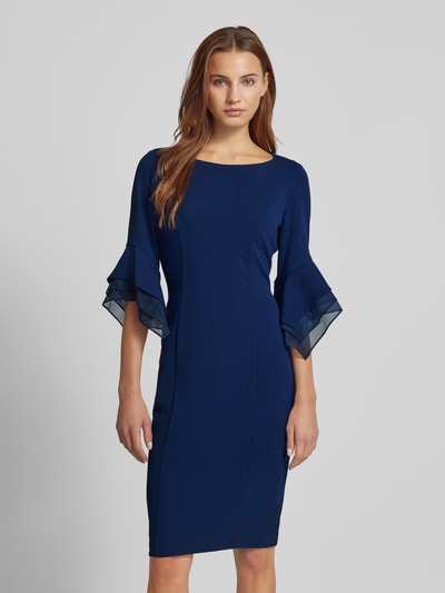 Adrianna Papell Knielange cocktailjurk met plooien Marineblauw - 4