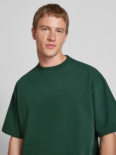 PROHIBITED Oversized T-shirt met geribde ronde hals Donkergroen - 3