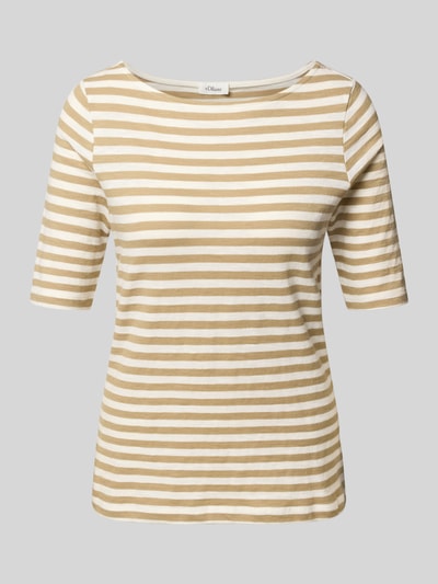 s.Oliver RED LABEL Slim fit gebreid shirt van puur katoen Zand - 2