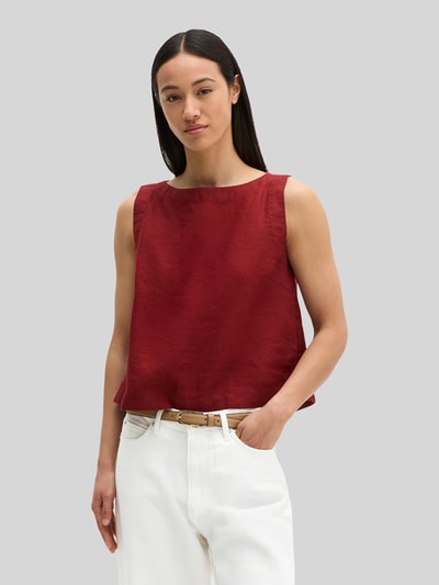 Marc O'Polo Top bluzkowy o kroju regular fit z czystego lnu Bordowy 4
