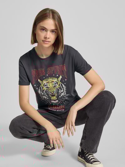 Noisy May Relaxed fit T-shirt van puur katoen, model 'Brandy' Antraciet - 3