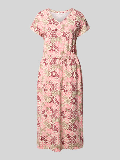 Produktfoto, Relaxed Fit Freizeitkleid aus Baumwoll-Mix von s.Oliver RED LABEL in Rosa mit roten und beigen Mustern, strukturierte Oberfläche