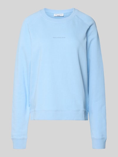 Produktfoto, Regular Fit Sweatshirt aus reiner Baumwolle van Marc O'Polo Denim, effen lichtblauw, ronde hals, geribbelde boorden, damesmode.