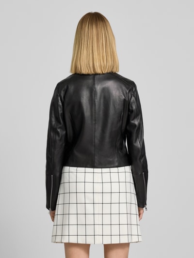 HUGO Lederjacke mit Ziernähten Modell 'Lasari' Black 5