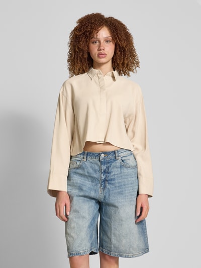 Only Relaxed fit overhemdblouse van viscosemix, model 'LARIS' Ecru - 4