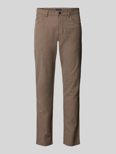 Christian Berg Men Tapered Fit Chino mit Strukturmuster Taupe 2